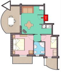 Апартаменты с 2 спальнями (для 6 взрослых)
