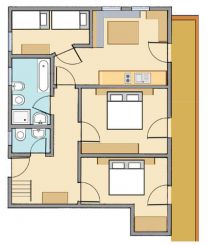 Апартаменты с 3 спальнями и балконом